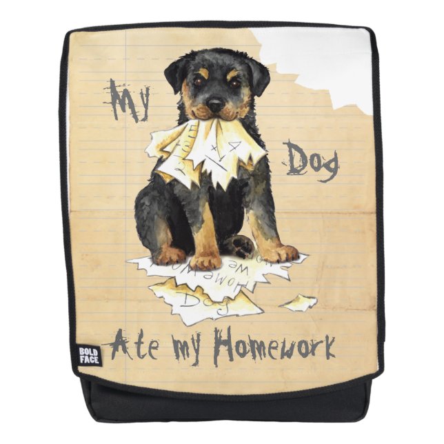 My Rottweiler Ate my Homework Backpack (Front)