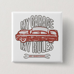 My Rules Classic Red Car Retro Mechanic Button