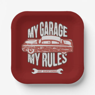 My Rules Classic Red Car Retro Mechanic Paper Plates