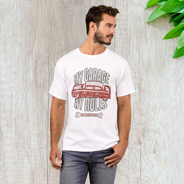 My Rules Classic Red Car Retro Mechanic T-Shirt (Creator Uploaded)