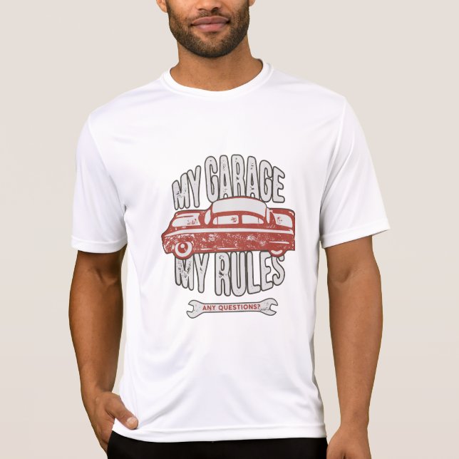 My Rules Classic Red Car Retro Mechanic T-Shirt (Front)