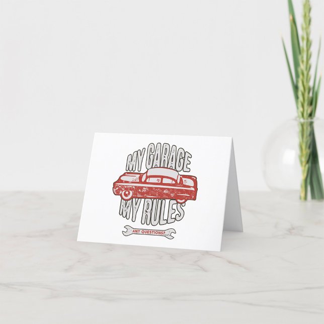 My Rules Classic Red Car Retro Mechanic Thank You Card (Creator Uploaded)