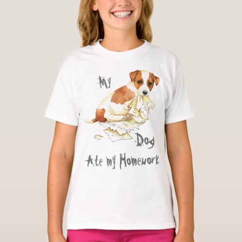 My Russell Terrier Ate My Homework T_Shirt