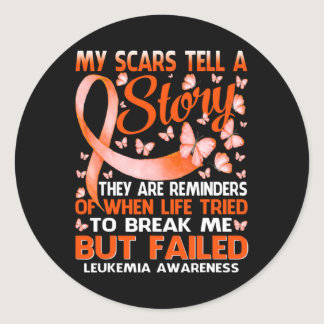My Scars Tell A Story Leukemia Awareness Butterfly Classic Round Sticker