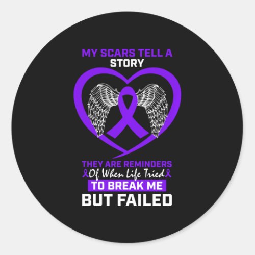 My Scars Tell A Story Purple Hodgkins Lymphoma Aw Classic Round Sticker