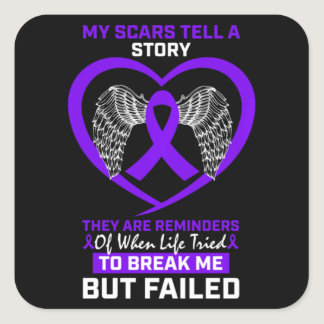 My Scars Tell A Story Purple Hodgkin's Lymphoma Aw Square Sticker