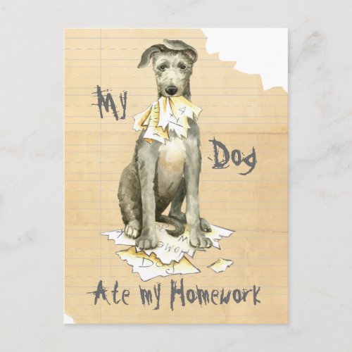 My Scottish Deerhound Ate my Homework Postcard