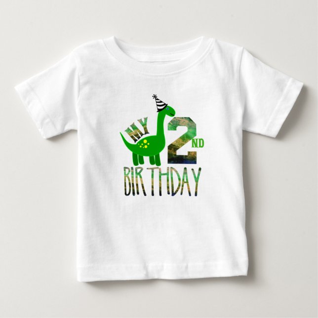 My Second Birthday Dinosaur Party Baby T-Shirt (Front)
