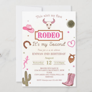 My Second Rodeo 2nd Birthday Cowboy  Invitation