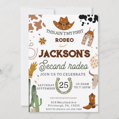 My Second Rodeo Birthday Wild West Invitation