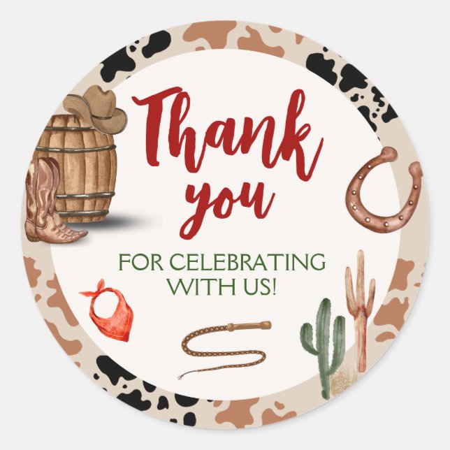 My Second Rodeo Party Cowboy Birthday Classic Round Sticker (Front)