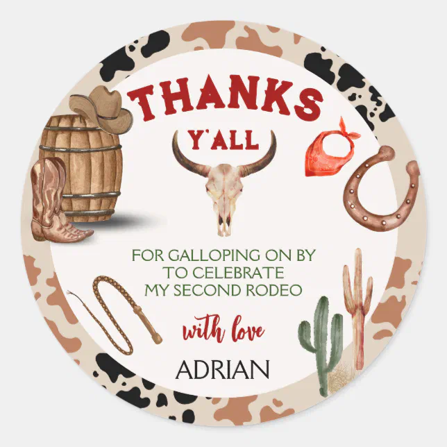 My Second Rodeo Sticker My Second Rodeo Party Cowboy Birthday Classic Round Sticker | Zazzle