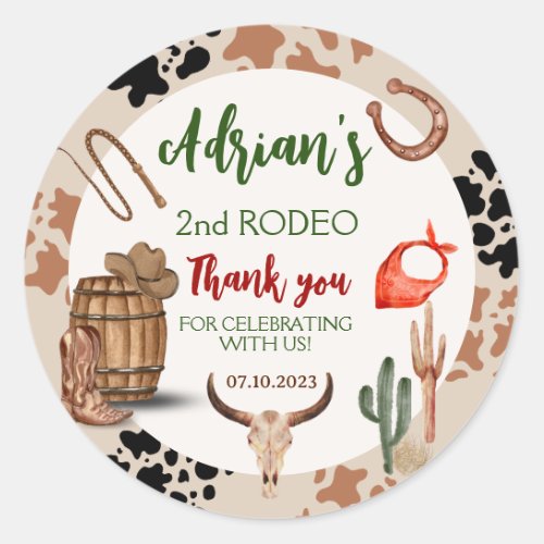 My Second Rodeo Party Cowboy Birthday Classic Round Sticker