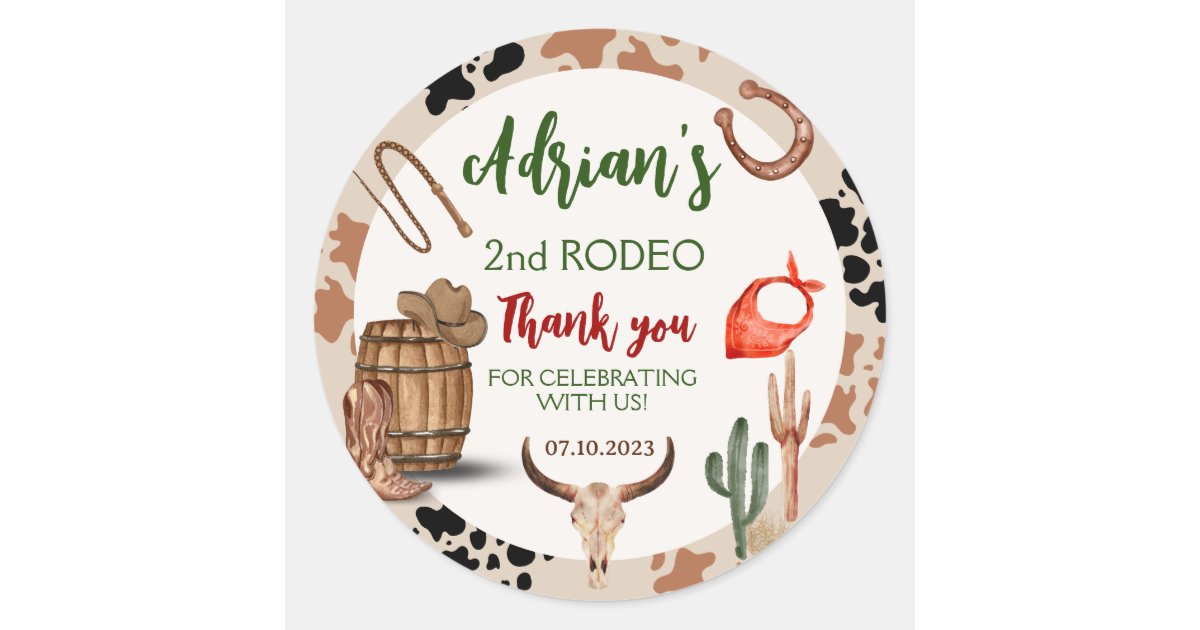 My Second Rodeo Sticker My Second Rodeo Party Cowboy Birthday Classic Round Sticker | Zazzle