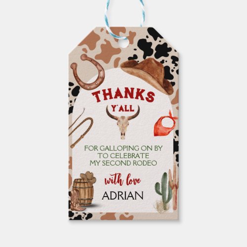 My Second Rodeo Party Cowboy Birthday Gift Tags