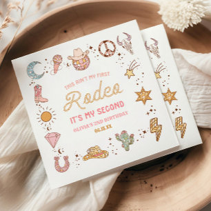 My Second Rodeo Western Cowgirl 2nd Birthday Party Napkins