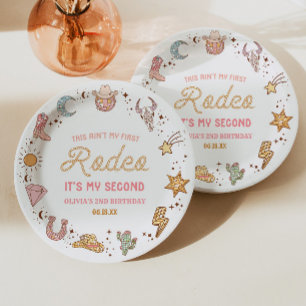 My Second Rodeo Western Cowgirl 2nd Birthday Party Paper Plates
