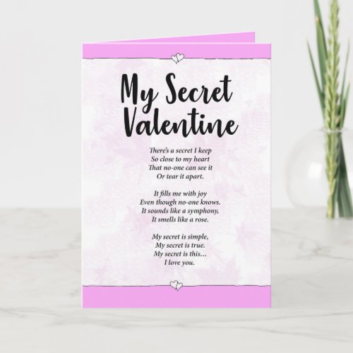 My Secret Valentine Card