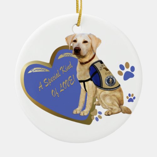 My Service Dog A Special Kind Of Love Lab Ceramic Ornament