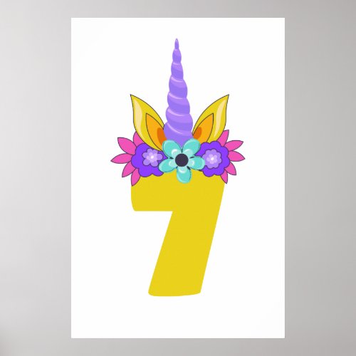 my seventh birthday unicorn poster