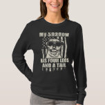 My Shadow American Bulldog Proud American Flag Fun T-Shirt