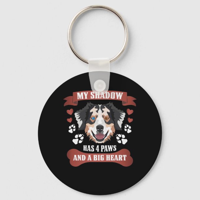 My Shadow Has 4 Paws, Australian Shepherd Keychain (Front)