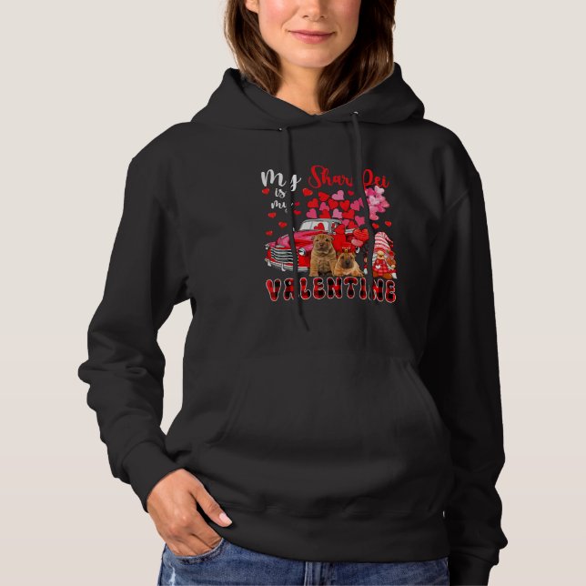 My Shar Pei Is My Valentine Two Dogs With Gnome Pi Hoodie (Front)