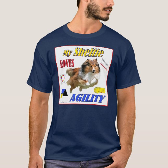 My Sheltie Loves Agility design- Sable T-Shirt (Front)