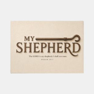 MY SHEPHERD Warm Cream Psalm 23:1 Area Rug