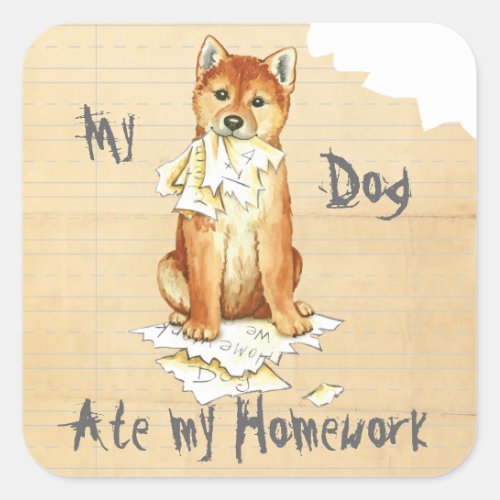 My Shiba Inu Ate My Homework Square Sticker