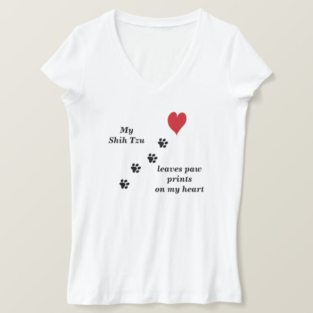 My Shih Tzu leaves paw prints on my heart T-Shirt (Design Front)