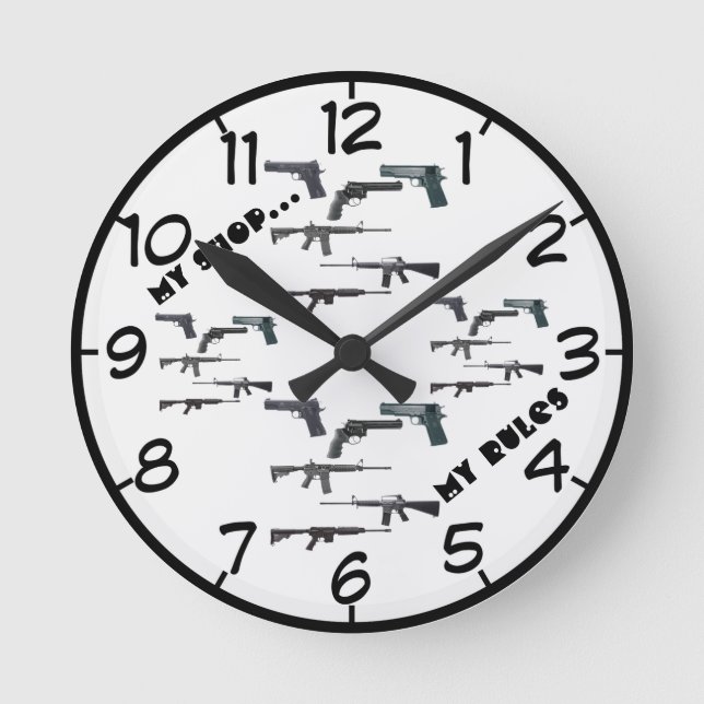 My Shop...my rules Round Clock (Front)