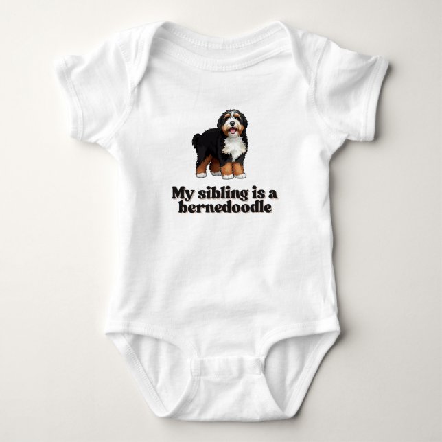  "My Sibling is a Bernedoodle" Baby One-Piece Baby Bodysuit (Front)