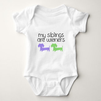 My Siblings are Wieners | 2 Dachshunds design Baby Bodysuit