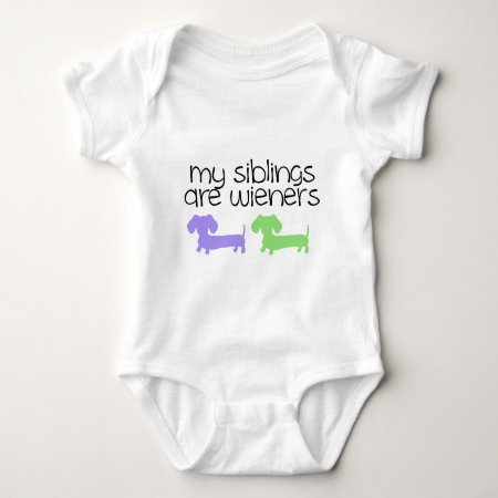 My Siblings Are Wieners | 2 Dachshunds Design Baby Bodysuit