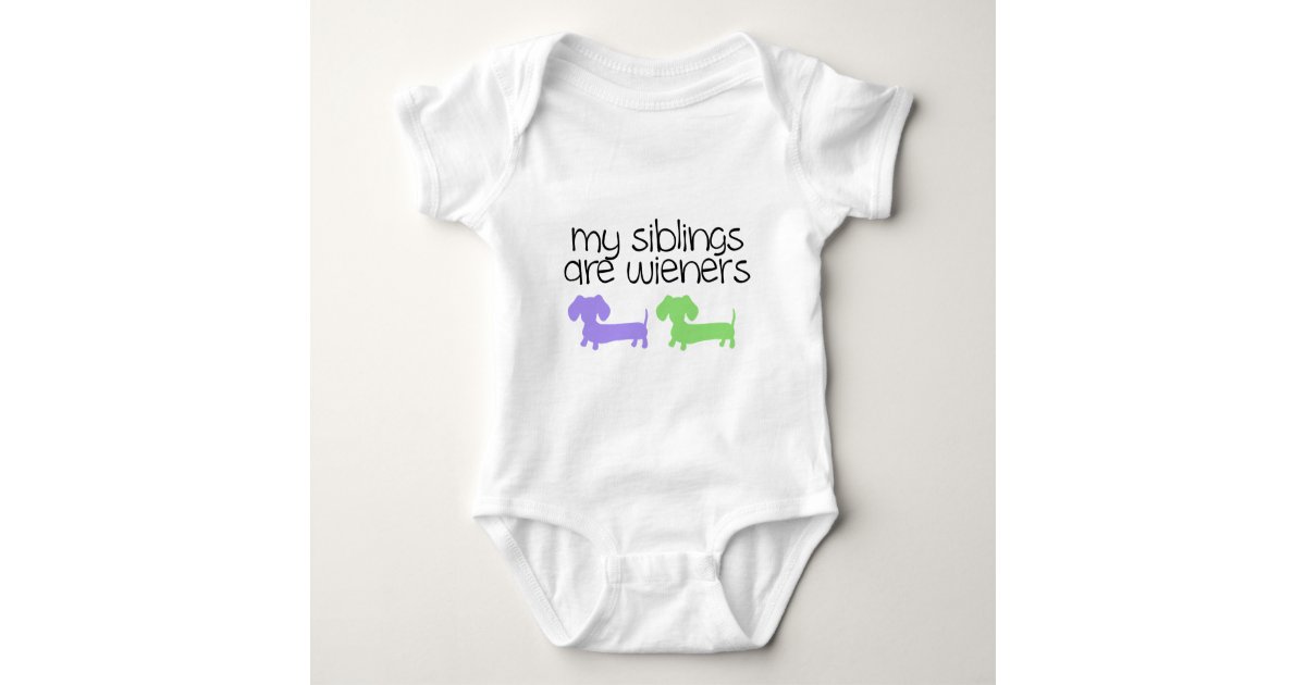 My Siblings are Wieners, 2 Dachshunds design Baby Bodysuit