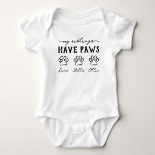 My Siblings Have Paws Custom 3 Dog Names Baby Bodysuit