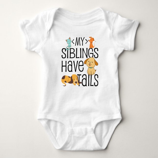 My siblings have tails Baby Jersey Bodysuit (Front)