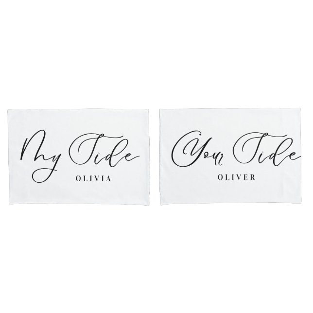 My side your side personalized elegant script pill pillow case (Front-Set)