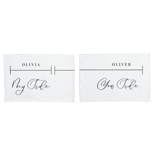 My side your side personalized elegant script pillow case (Front-Set)
