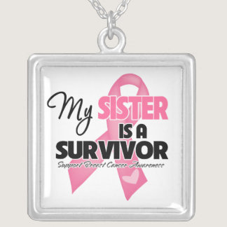 My Sister is a Survivor - Breast Cancer Silver Plated Necklace