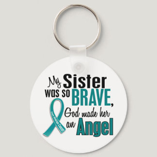 My Sister Is An Angel 1 Ovarian Cancer Keychain