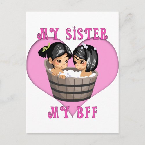 My Sister MY BFF Bath Postcard