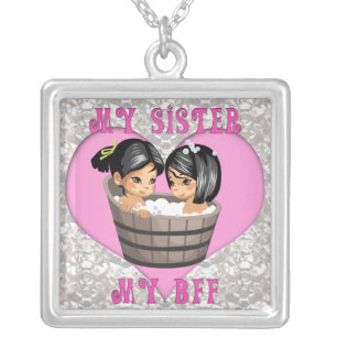 My Sister my BFF Heart on Diamonds Necklace