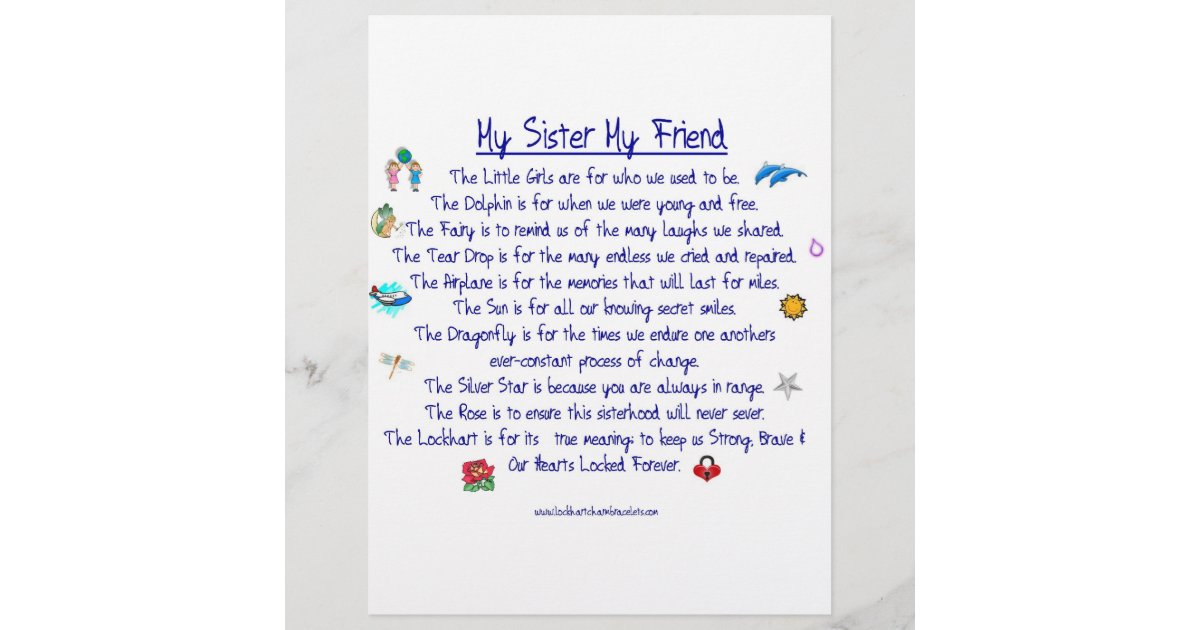My Sister My Friend Poem With Graphics Zazzle
