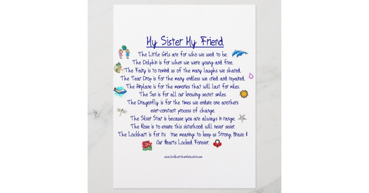 MY SISTER My Friend poem with graphics | Zazzle