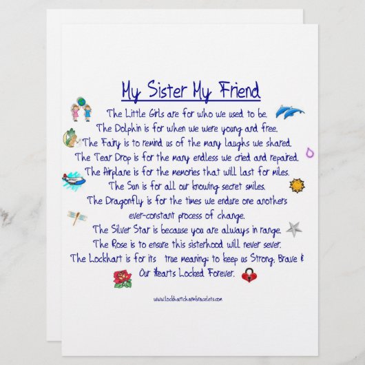 MY SISTER My Friend poem with graphics (Front/Back)