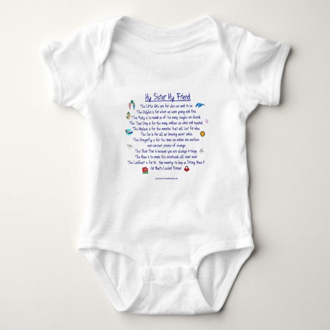 MY SISTER My Friend poem with graphics Baby Bodysuit (Front)