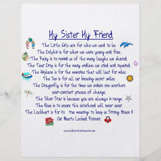 My Sister My Friend Poem With Graphics Flyer