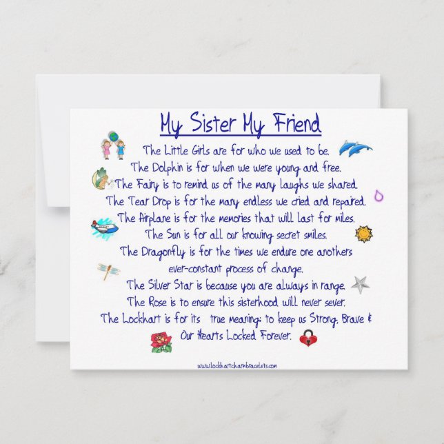 MY SISTER My Friend poem with graphics Invitation (Front)